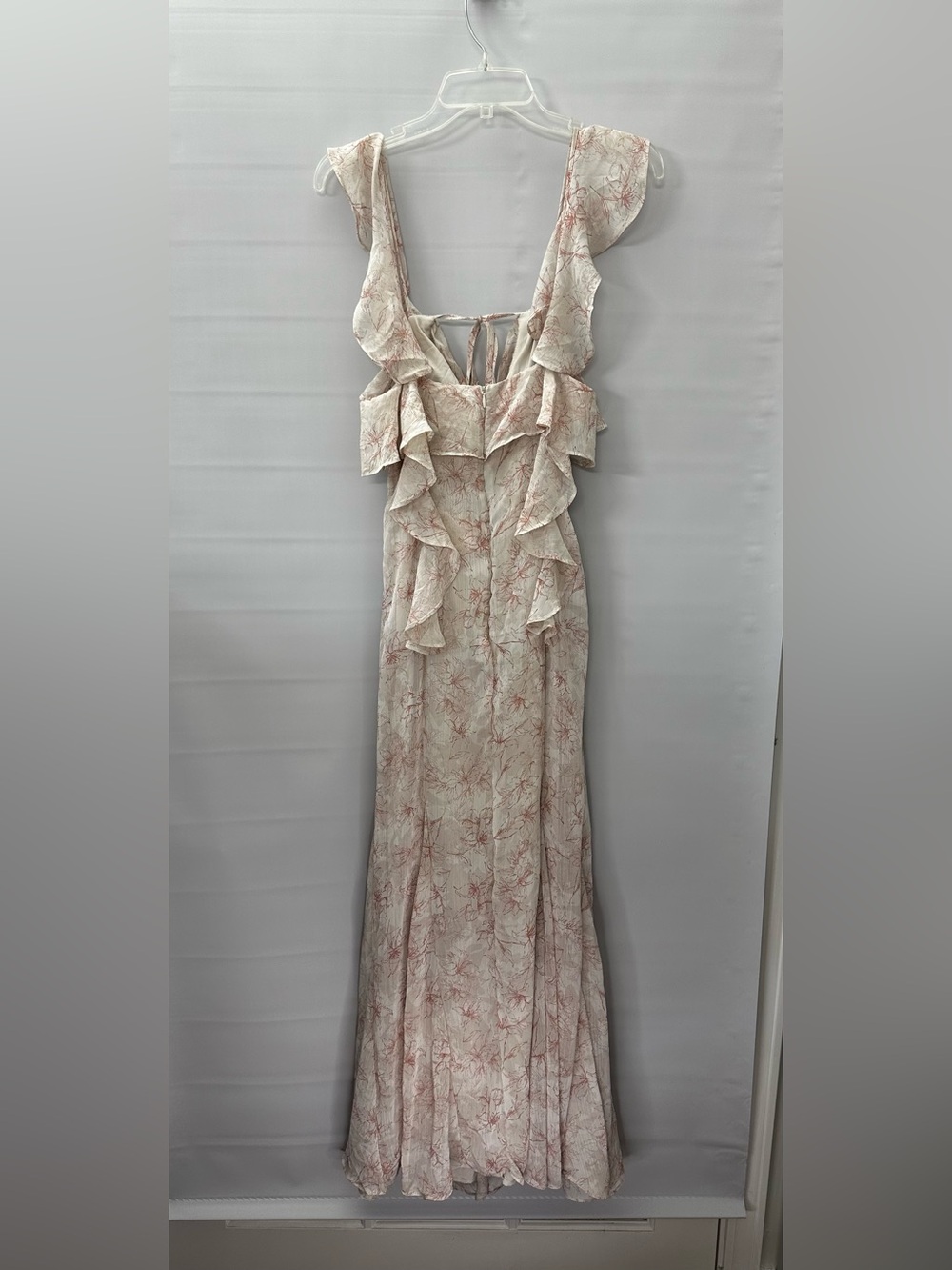 NWT Storia Maxi Dress Floral Ruffle Pink Cream-Beige Women’s Size Medium - Picture 7 of 9